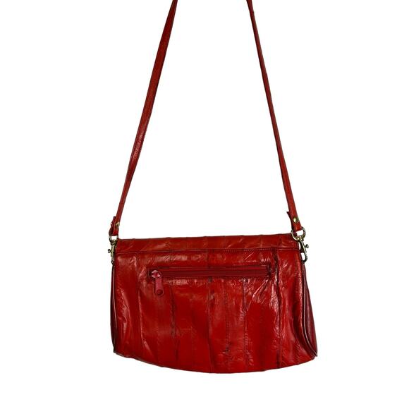 Vintage Red Eelskin Ell Skin Exotic Leather Purse Bag Retro 80s - Picture 6 of 10